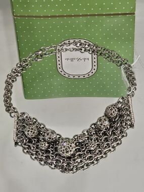 Stella & Dot  Femme Fatale Silver-Tone Multi-Chain Crystal Statement Necklace